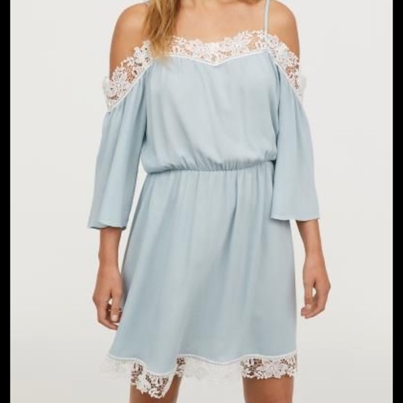 H&M Dresses & Skirts - H&M Dusky Blue Open Shoulder Dress